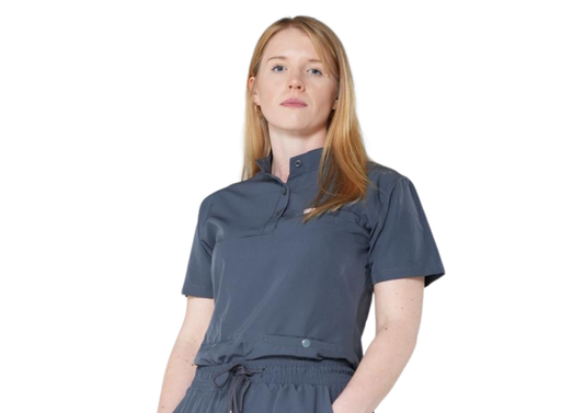 Amara (FEMALE) Buttoned Collarless Scrub Top