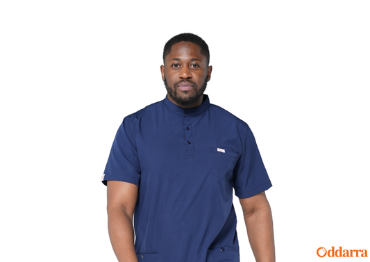 Obi (MALE) Scrubs Buttoned Collarless Top