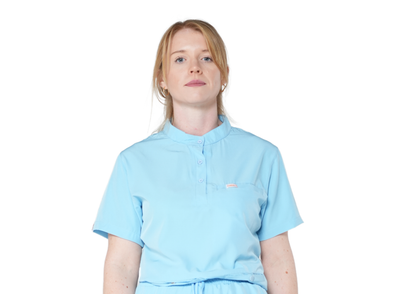 Amara (FEMALE) Buttoned Collarless Scrub Top
