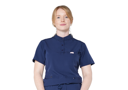 Amara (FEMALE) Buttoned Collarless Scrub Top
