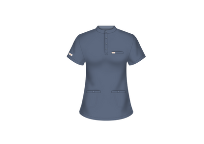Amara (FEMALE) Buttoned Collarless Scrub Top